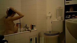 College Teen Brunette Spy Bathroom Accoutrement 1